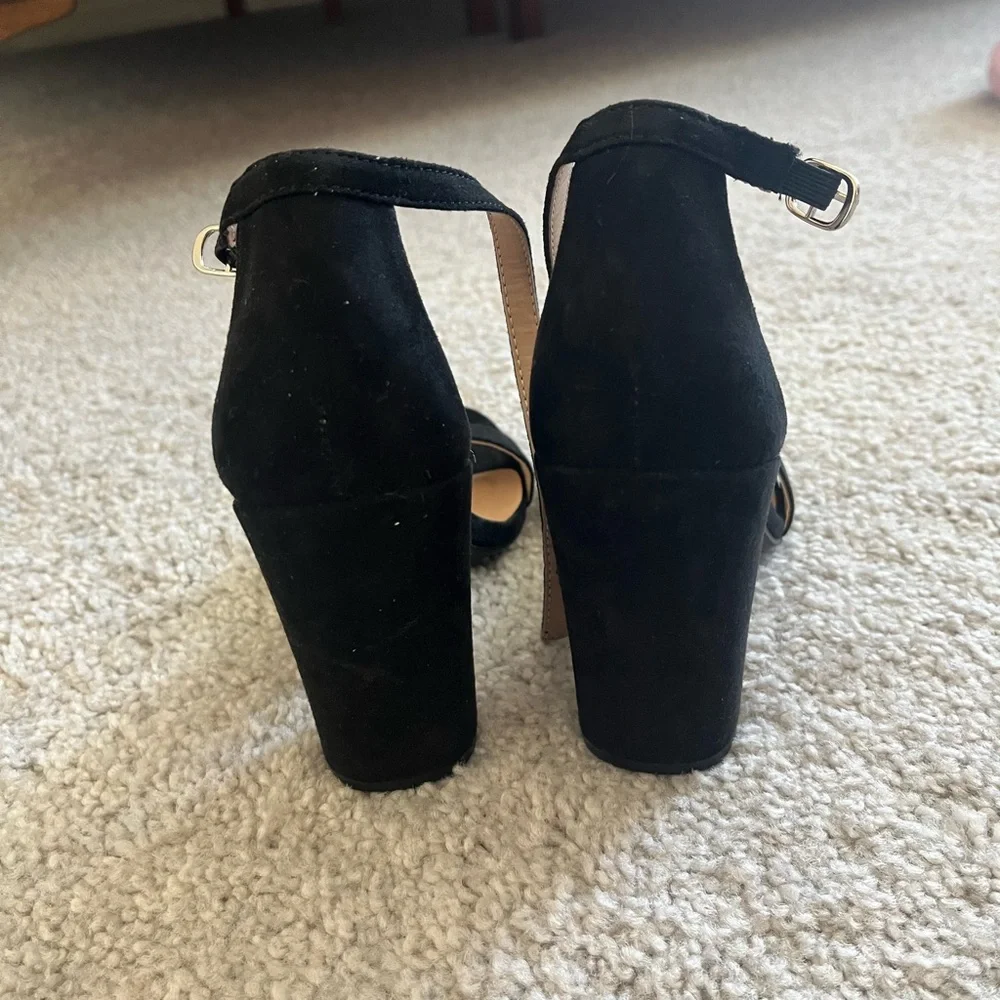 A New Day Black Block Sandal Heels Size 5 3.5” Heel